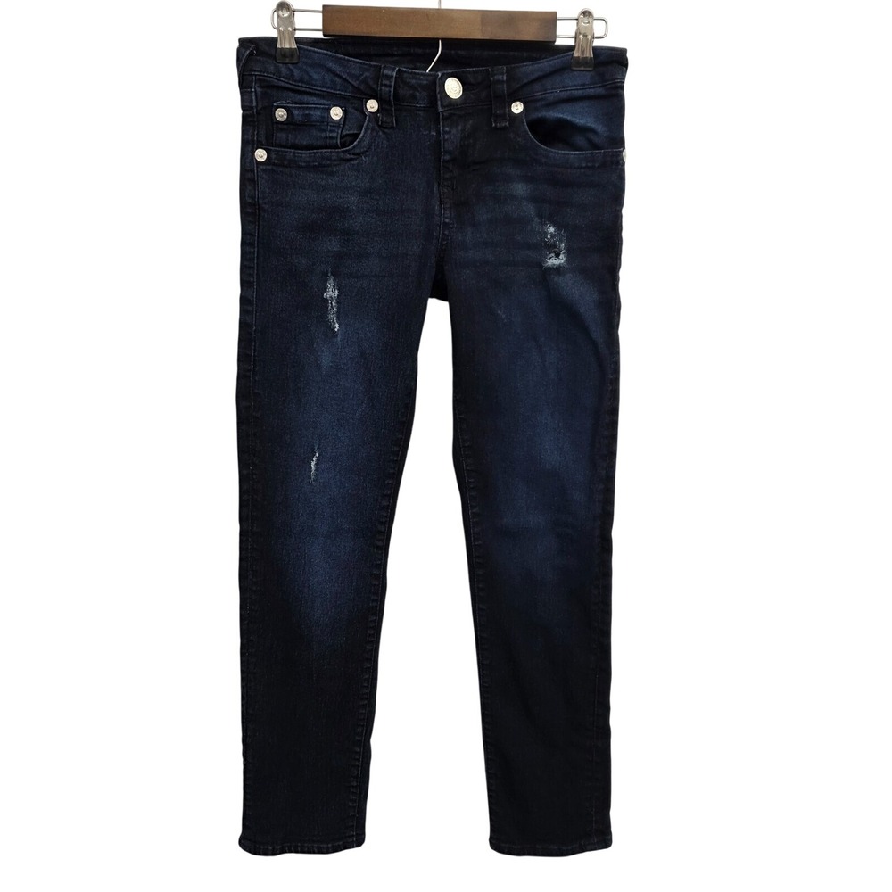 True Religion Geno Boys Youth 16 Relaxed Slim Dark Wash Distressed Stretch Jeans